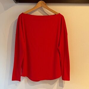 🆕 Caslon Boat Neck Ribbed Vibrant Red Long Sleeve Top, Size XL